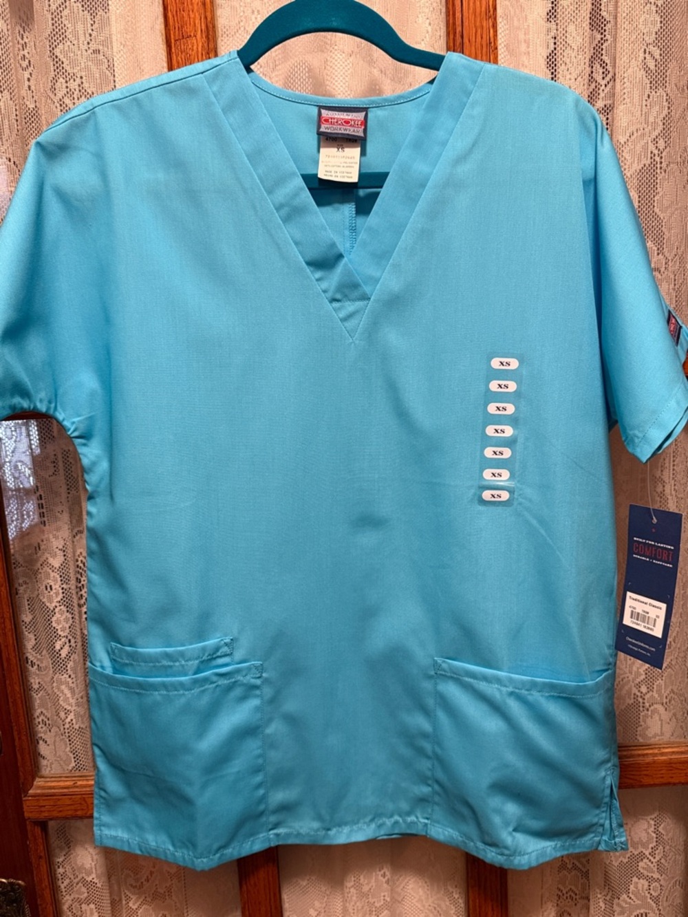 NWT Cherokee Turquoise V-Neck Scrub Top